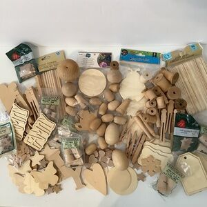 Large Lot of Unfinished Assorted Wooden Shapes and Cutouts